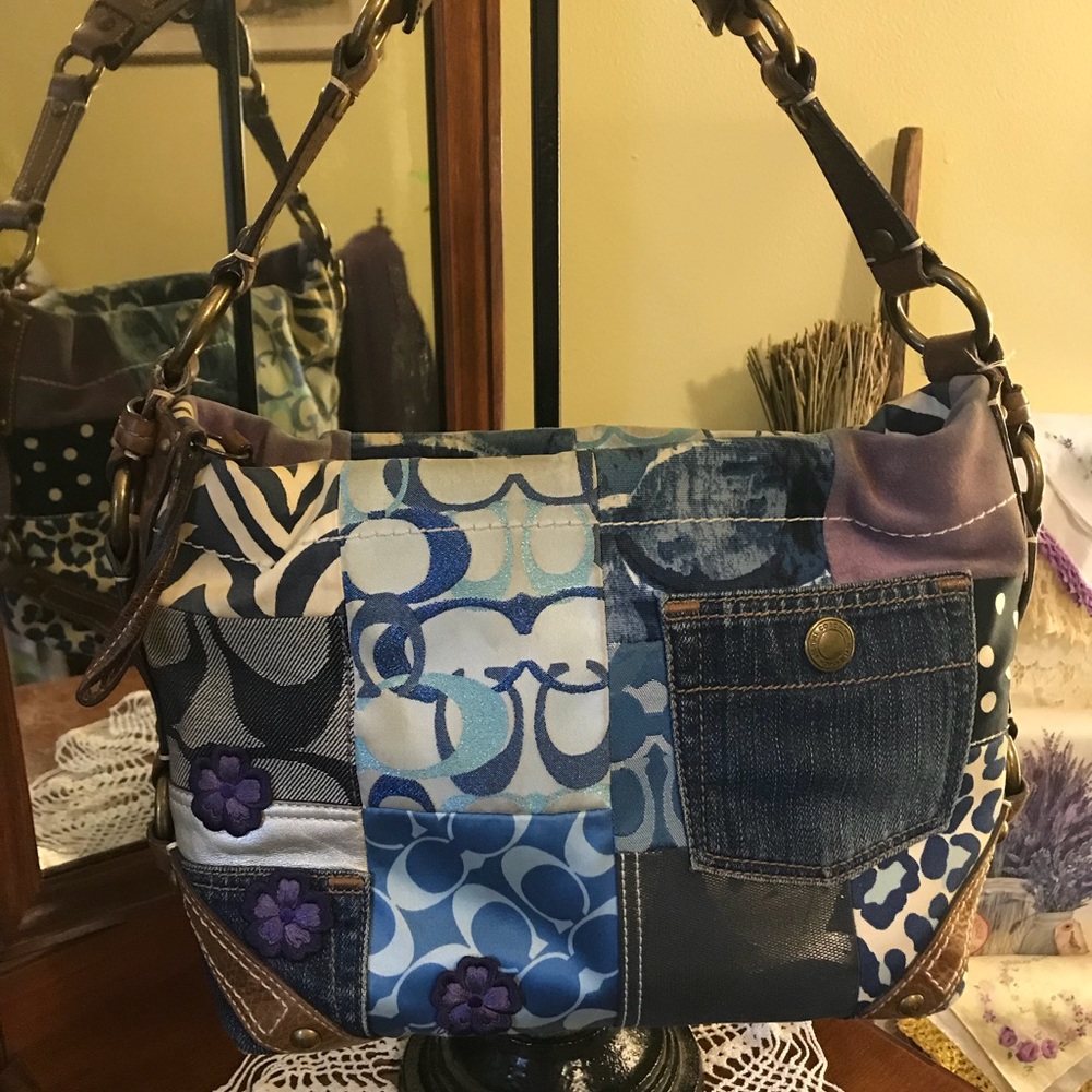 Coach blue multi patchwork handbag 👜